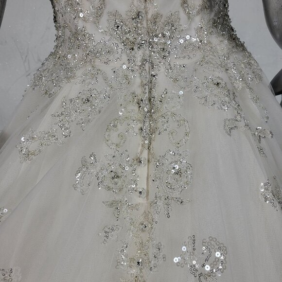NWT~$2K~ALLURE COUTURE BRIDAL~6/8~IVORY CHAMPAGNE SEQUIN STRAPLESS WEDDING DRESS - Picture 12 of 16